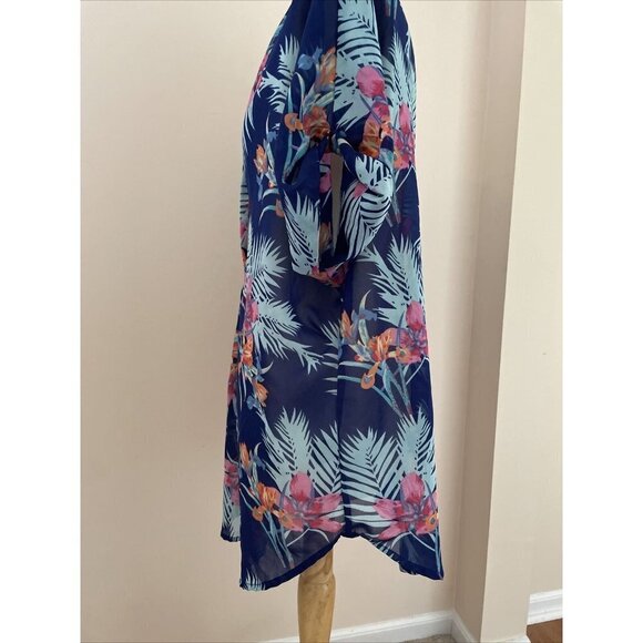 Pia Rossini Women's Floral Tunic Cover Up Size S/M Short Dolman Sleeve Chiffon - Picture 6 of 11